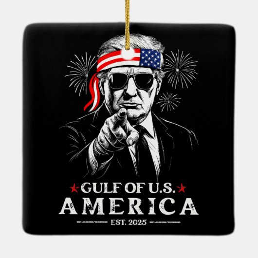 Grappig Trump Golf van Amerika 2025 4 juli Keramisch Ornament (Achterkant)