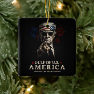 Grappig Trump Golf van Amerika 2025 4 juli Keramisch Ornament