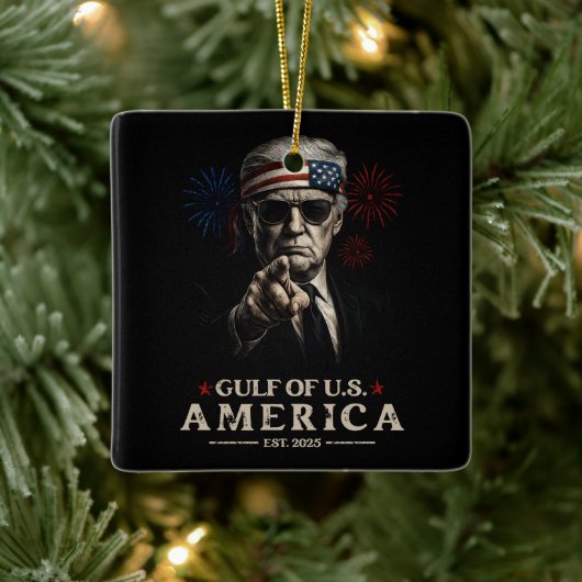 Grappig Trump Golf van Amerika 2025 4 juli Keramisch Ornament (Boom)