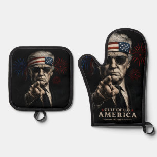 Grappig Trump Golf van Amerika 2025 4 juli Ovenwant & Pannenlap Set