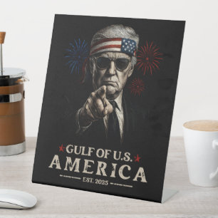 Grappig Trump Golf van Amerika 2025 4 juli Reclamebord Met Voetstuk
