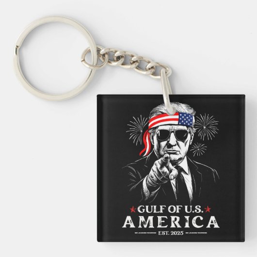 Grappig Trump Golf van Amerika 2025 4 juli Sleutelhanger (Voorkant)