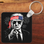 Grappig Trump Golf van Amerika 2025 4 juli Sleutelhanger (Achterkant)
