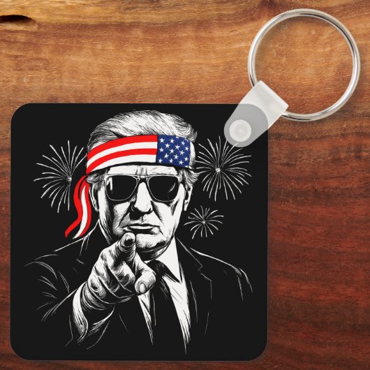 Grappig Trump Golf van Amerika 2025 4 juli Sleutelhanger (Achterkant)