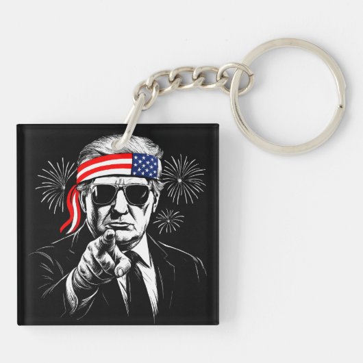 Grappig Trump Golf van Amerika 2025 4 juli Sleutelhanger (Achterkant)