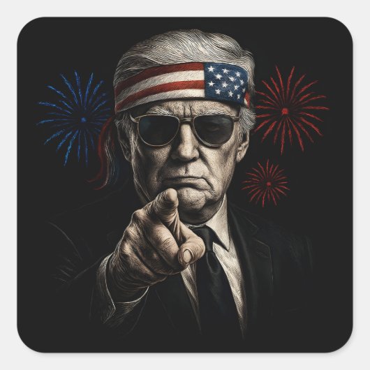 Grappig Trump Golf van Amerika 2025 4 juli Vierkante Sticker (Voorkant)