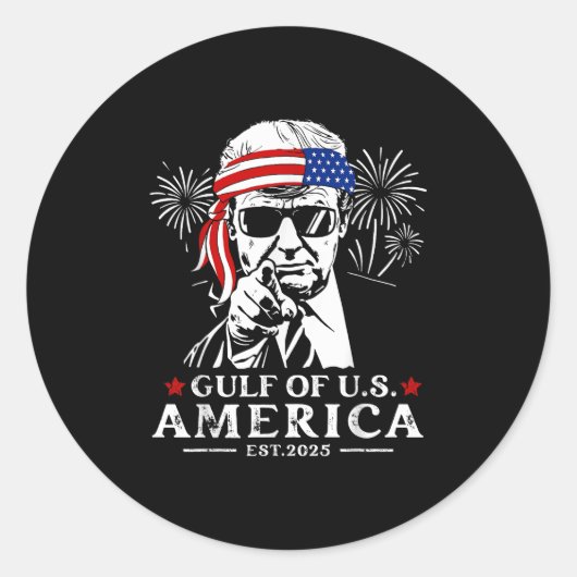 Grappig Trump Golf van Amerika 2025 Happy 4th Of Ronde Sticker (Voorkant)