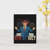 Grappig Trump Happy 4th of July retro Independence Kaart (Gele Bloem)