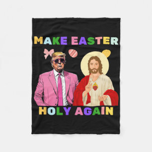 Grappig Trump Jezus Christus maak Pasen weer heili Fleece Deken