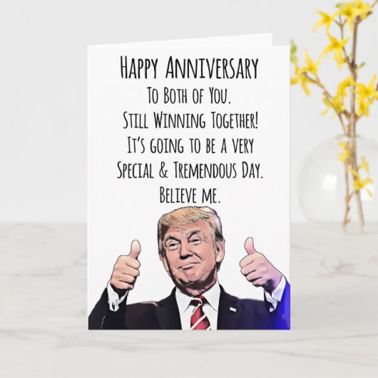 Grappig Trump Jubileum Kaart voor koppel - Politie (Gele Bloem)