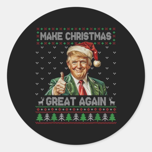 Grappig Trump Kerst Shirt Maak Kerst Groot Een Ronde Sticker (Voorkant)