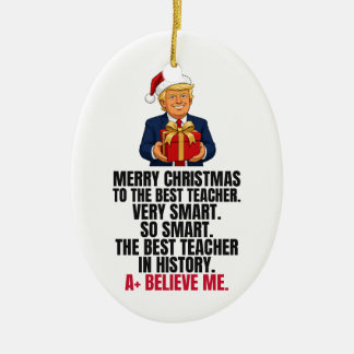 Grappig Trump Kerstcadeau voor Leraar Keramisch Ornament