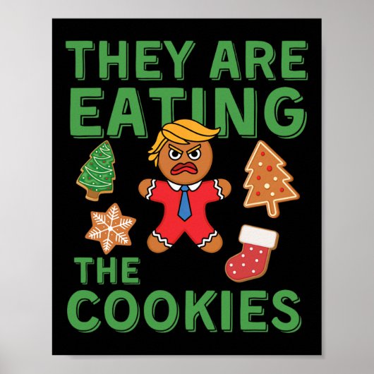Grappig Trump Kerstmis - ze eten het koekje Poster (Voorkant)