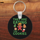 Grappig Trump Kerstmis - ze eten het koekje Sleutelhanger (Voorkant)