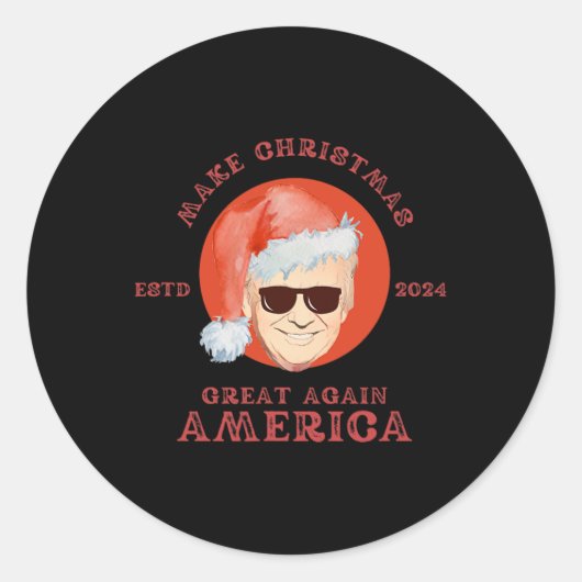 Grappig Trump Maak Kerst Groot Cadeau 2024 Ronde Sticker (Voorkant)