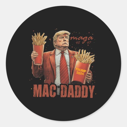 Grappig Trump Mac Daddy T-shirt Ronde Sticker (Voorkant)