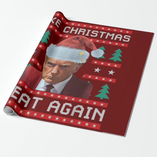 Grappig Trump Make Christmas Great Again Mok Shot Cadeaupapier (Uitgerold)