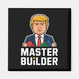 Grappig Trump Master Builder Building Blocks Gift Magneet