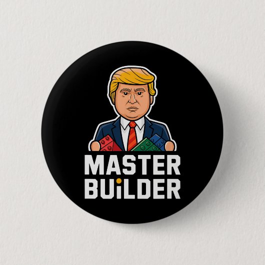 Grappig Trump Master Builder Building Blocks Gift Ronde Button 5,7 Cm (Voorkant)
