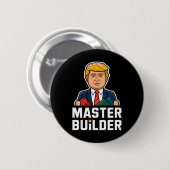 Grappig Trump Master Builder Building Blocks Gift Ronde Button 5,7 Cm (Voorkant /achterkant)
