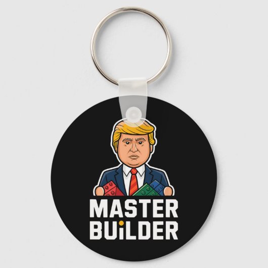 Grappig Trump Master Builder Building Blocks Gift Sleutelhanger (Voorkant)