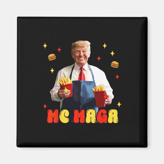 Grappig Trump Mc Mega Fries Fastfood Magneet (Voorkant)