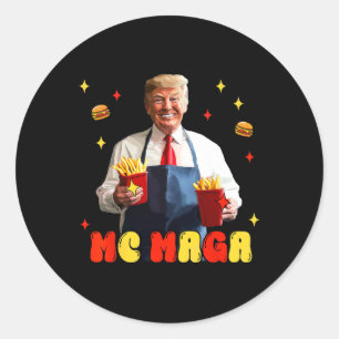 Grappig Trump Mc Mega Fries Fastfood Ronde Sticker
