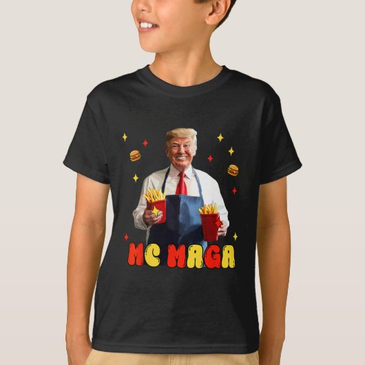 Grappig Trump Mc Mega Fries Fastfood T-shirt (Voorkant)