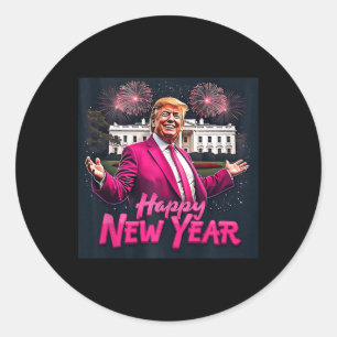 Grappig Trump nieuwjaarsfeest 2025 Trump nieuwjaar Ronde Sticker