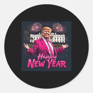 Grappig Trump nieuwjaarsfeest 2025 Trump nieuwjaar Ronde Sticker