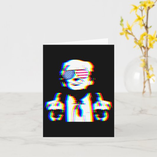 Grappig Trump Psychedelic Edm Trippy Vaporwave Tec Kaart (Gele Bloem)