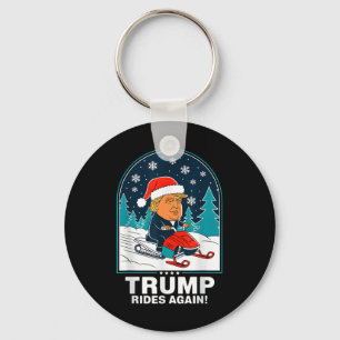 Grappig Trump rijdt weer sneeuwscooter Fun Winter Sleutelhanger