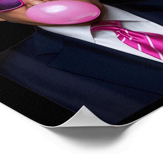 Grappig Trump Roze Bubble Gum Kerstmis Poster (Hoek)