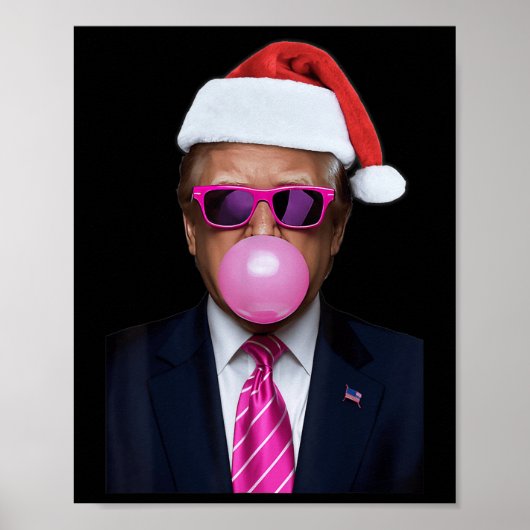 Grappig Trump Roze Bubble Gum Kerstmis Poster (Voorkant)