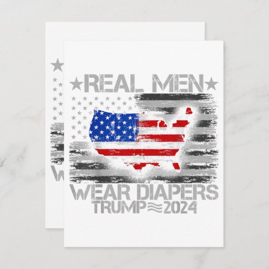 Grappig Trump Shirt Echte Mannen Draag luiers Trum Informatiekaartje (Voorkant / Achterkant)