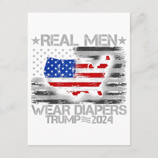 Grappig Trump Shirt Echte Mannen Draag luiers Trum Informatiekaartje (Achterkant)