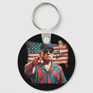 Grappig Trump Shirt Golf van Amerika EST 2025 2 Sleutelhanger