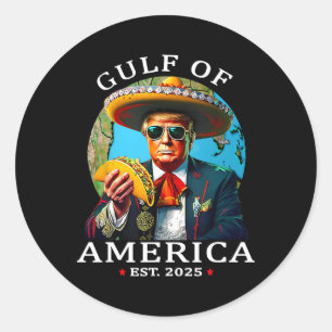 Grappig Trump Shirt Golf van Amerika EST 2025 Ronde Sticker