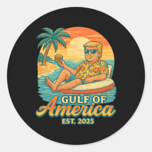 Grappig Trump Shirt Golf van Amerika EST 2025 Ronde Sticker