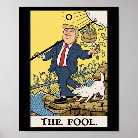 Grappig Trump The Fool Tarot Card T-shirt Grappig Poster (Voorkant)