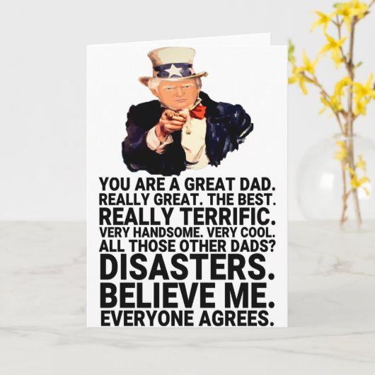 Grappig Trump-Vaderdag Kaart (Gele Bloem)