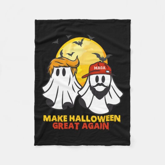 Grappig Trump Vance Ghost Mega Pet Maak Halloween Fleece Deken (Voorkant)