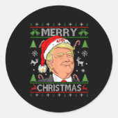 Grappig Trump Vrolijk Kerst Lelijk Kersttrui Cadea Ronde Sticker (Voorkant)