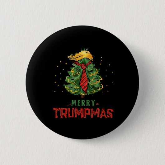 Grappig Trump Vrolijk Trumpmas Kerstboom Kerstboom Ronde Button 5,7 Cm (Voorkant)