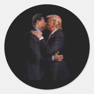 Grappig Trump VS President en China President Kiss Ronde Sticker