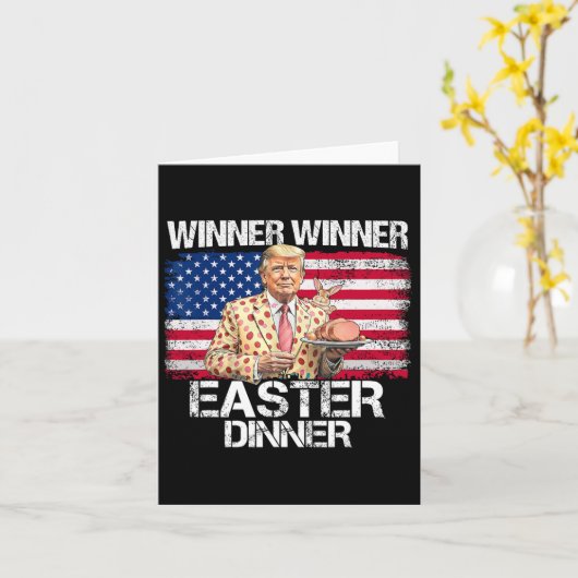 Grappig Trump Winnaar Pasen Diner Paasdag Kaart (Gele Bloem)