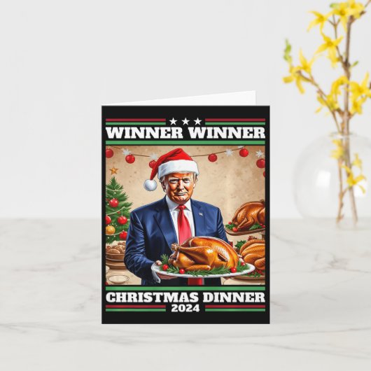 Grappig Trump Winner Kerstdiner Kaart (Gele Bloem)