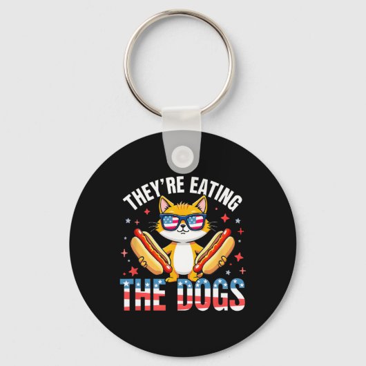 Grappig Trump, ze eten de honden en de katten Sleutelhanger (Voorkant)