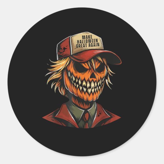 Grappig Trumpkin Pumpkin Skeleton Maak Halloween G Ronde Sticker (Voorkant)