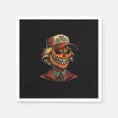 Grappig Trumpkin Pumpkin Skeleton Maak Halloween G Servet (Voorkant)